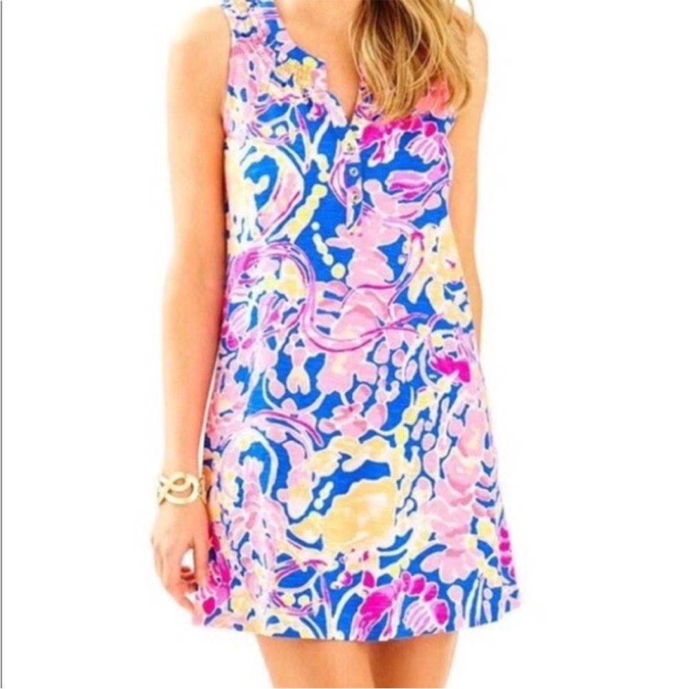 Lilly Pulitzer Essie Blue and Pink Sleeveless Dress